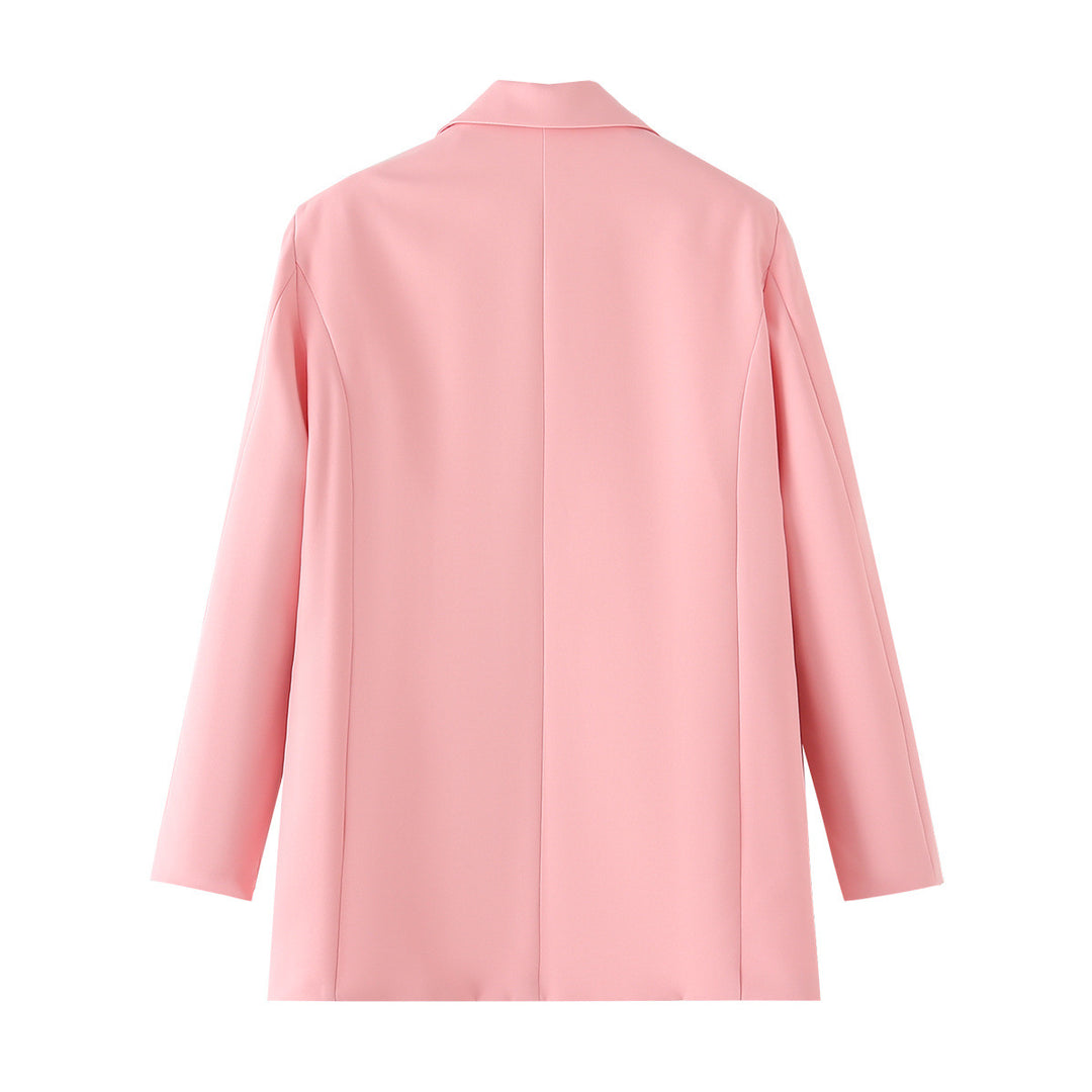Damen nan taillierter Oversize-Blazer mit Reverskragen, Knopfverschluss und paspelierten Leistentaschen Drune