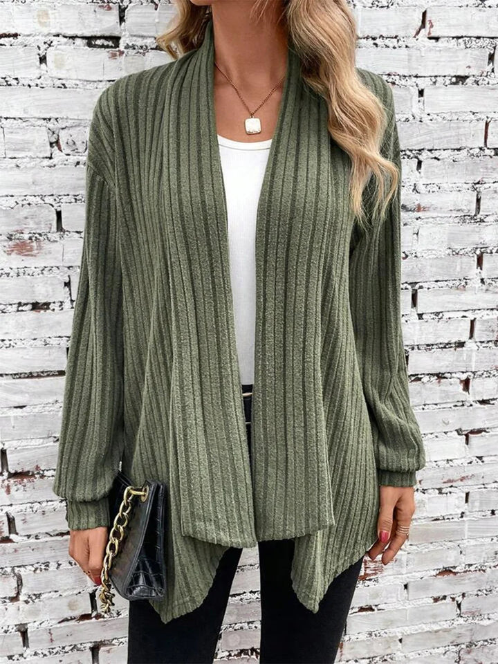 Damen lässiger Strickcardigan mit markantem Rippdesign Drune