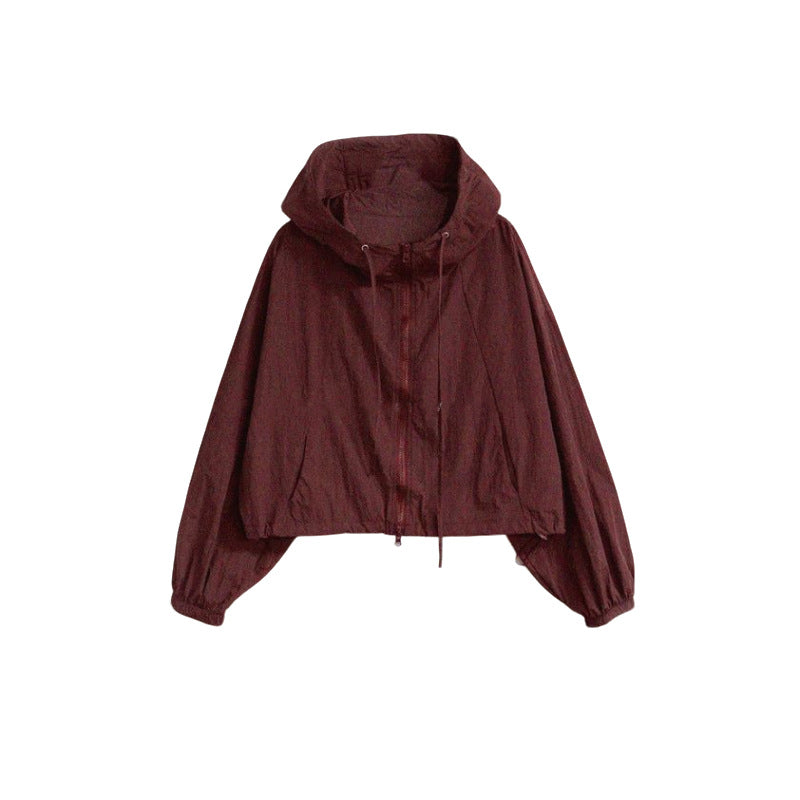 Damen cropped Sportjacke mit verstellbarem Kordelzug Drune