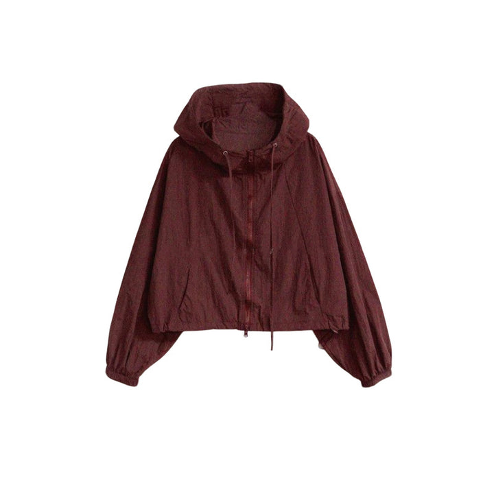 Damen cropped Sportjacke mit verstellbarem Kordelzug Drune