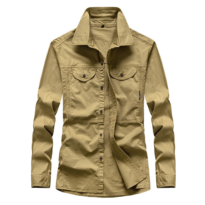 Herren Leichtes Canvas-Fieldshirt mit Brustklappen und Hemdkragen Drune