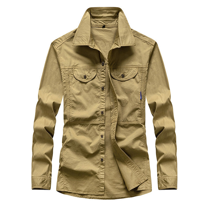 Herren Leichtes Canvas-Fieldshirt mit Brustklappen und Hemdkragen Drune