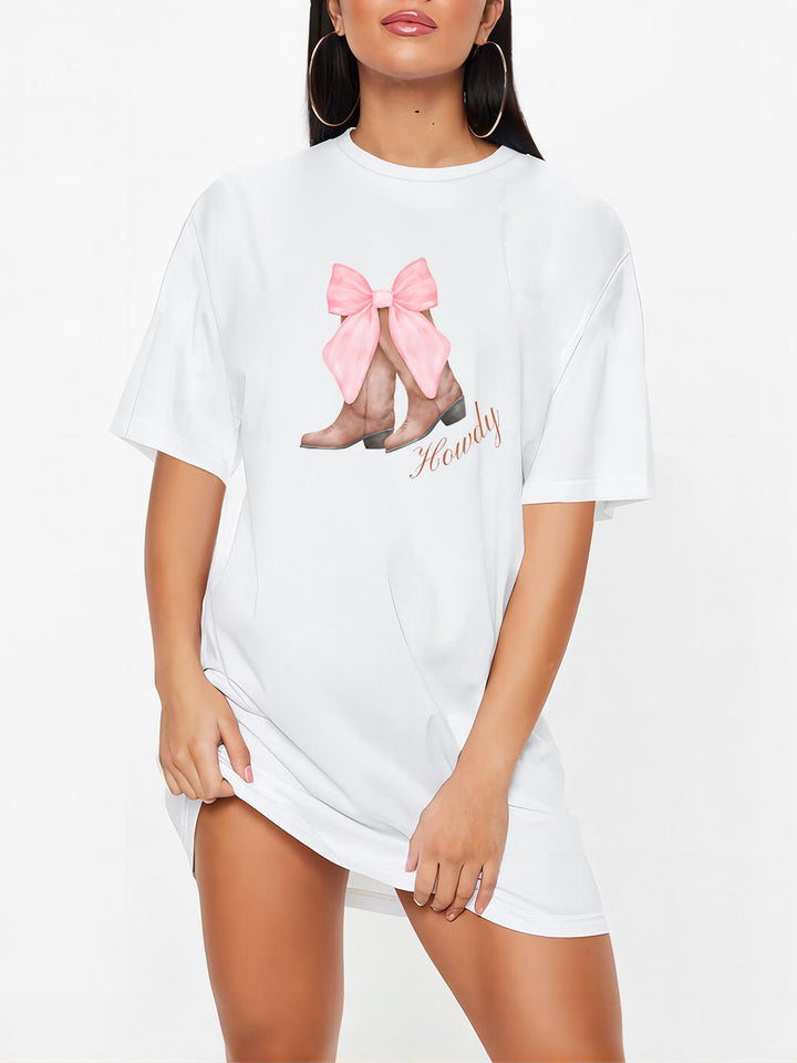 Damen Oversized T-Shirt mit inspirierendem Schriftzug und auffälligem Grafikdesign Drune