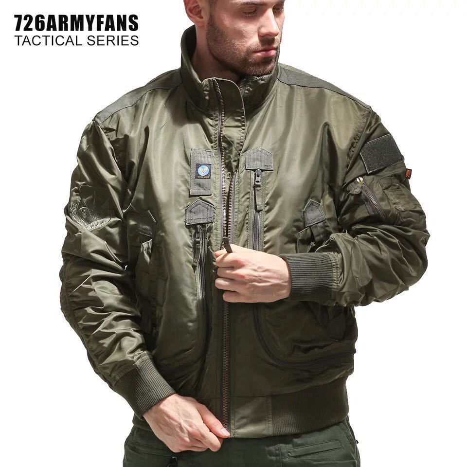 Herren nan robuste Piloten‑Bomberjacke mit multifunktionalen Reißverschluss‑ und Klapptaschen sowie Ärmeltasche Drune