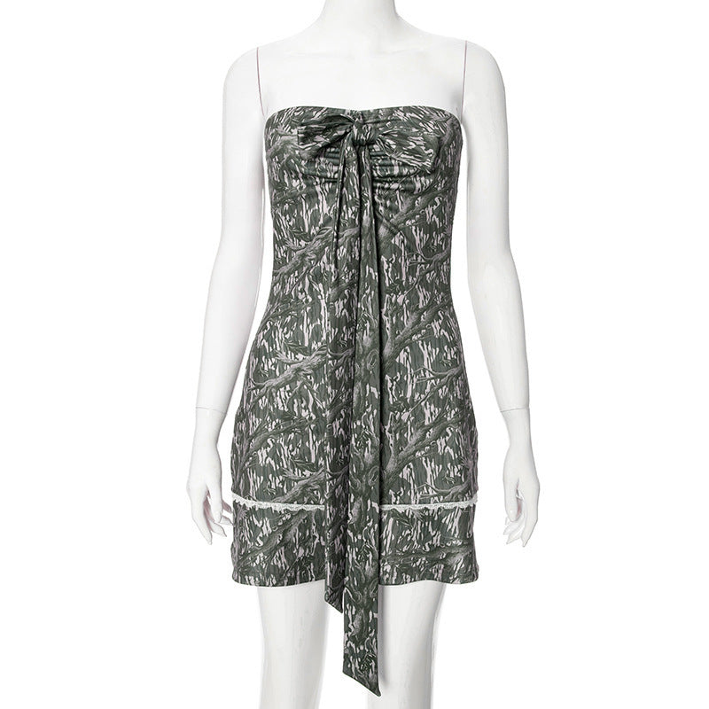 Damen Wickelkleid mit charmantem Bindegürtel und verspieltem Muster Drune