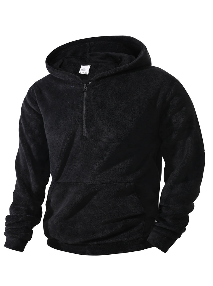 Herren kuscheliger Microfleece-Hoodie mit Halbzip, Kapuze und Kängurutasche Drune