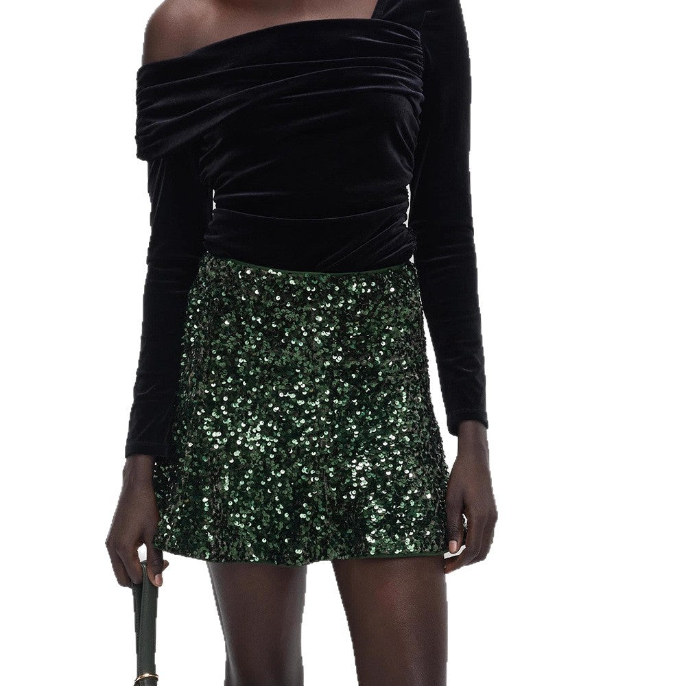 Damen Pailletten-Minirock mit taillierter Silhouette & leichtem A-Linien‑Schnitt Drune