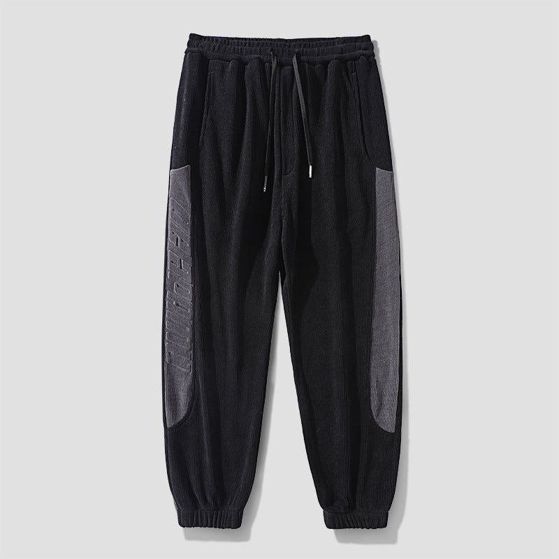 Herren Cordhose im Joggingstil mit seitlichen Panel‑Einsätzen und Kordelzug Drune