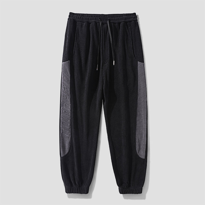 Herren Cordhose im Joggingstil mit seitlichen Panel‑Einsätzen und Kordelzug Drune