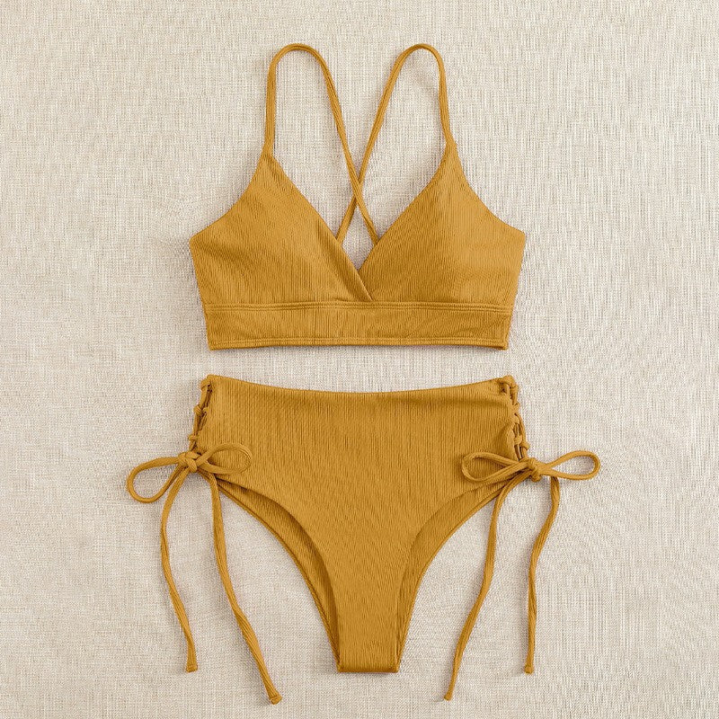Damen Hochgeschnittener Bikini mit verstellbaren Trägern Drune