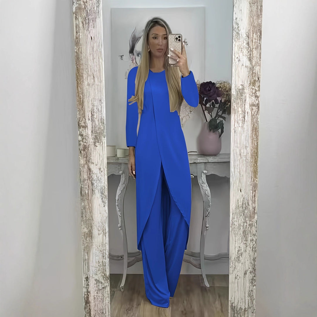 Damen Elegantes Maxikleid mit Wickeloptik, asymmetrischer Drapierung und vorderem Schlitz Drune