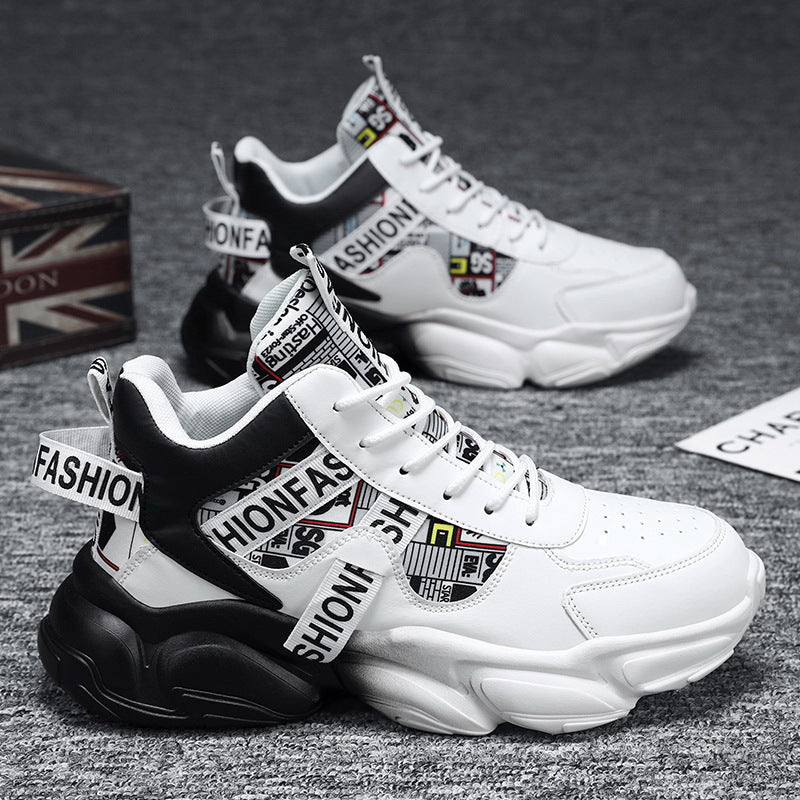 Unisex modische Plateau‑Chunky‑Sneaker mit grafischem Print, verstärkter Fersenlasche und dämpfender Hohlkammersohle Drune