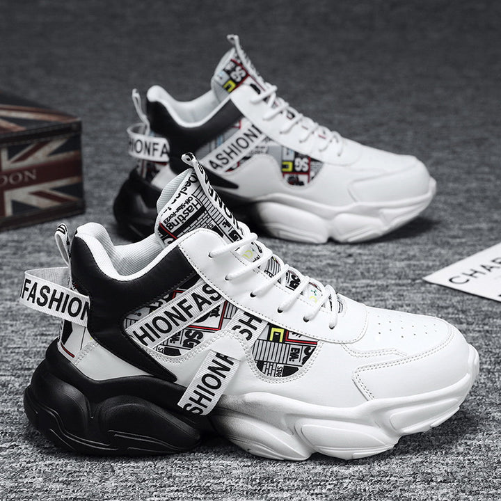 Unisex modische Plateau‑Chunky‑Sneaker mit grafischem Print, verstärkter Fersenlasche und dämpfender Hohlkammersohle Drune
