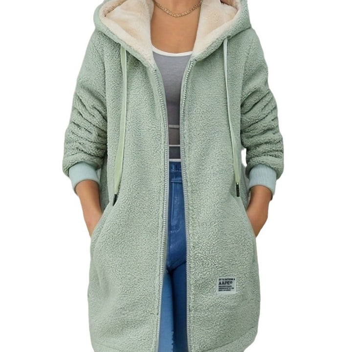 Damen Kapuzen-Sherpa-Jacke mit gestickten Details Drune