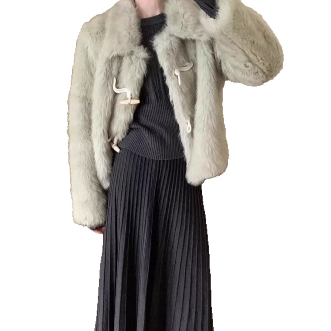 Damen elegantes Strickkleid mit plissierten Details Drune