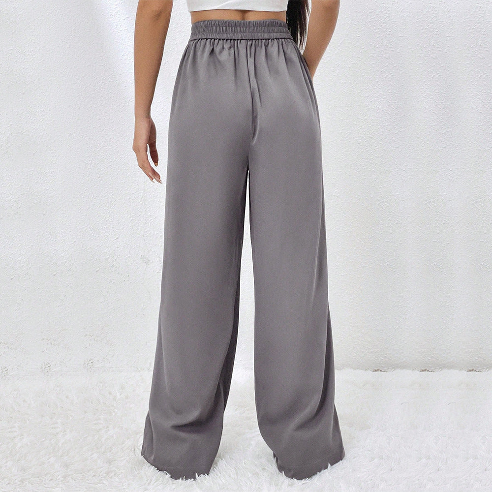 Damen elegante weite Hose mit hohen Bund und Falten Drune