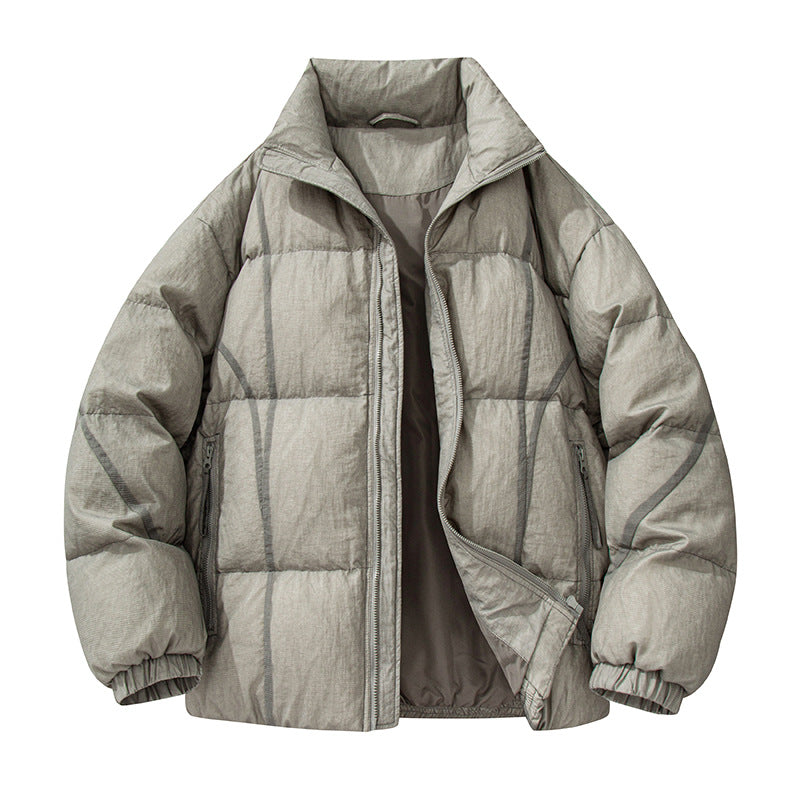 Herren Wattierte Oversize-Steppjacke mit hohem Stehkragen und elastischen Bündchen Drune