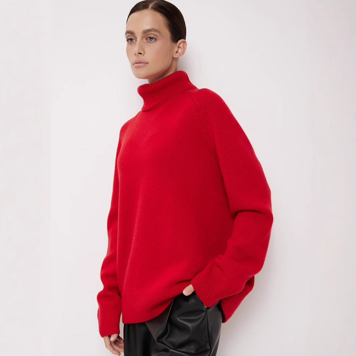 Damen Oversized Rollkragenpullover Drune