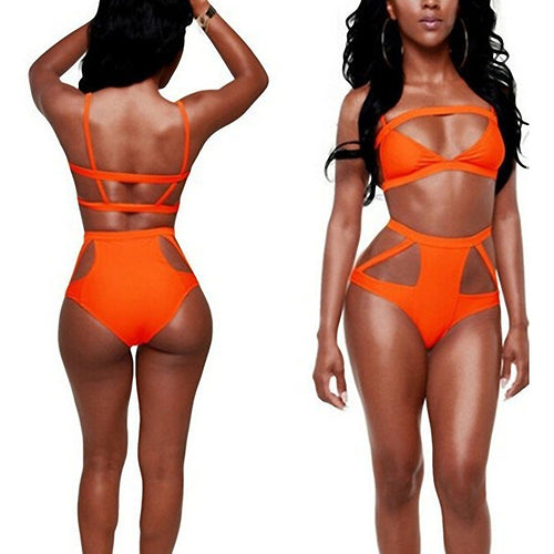 Damen Hochgeschnittener Bikini mit Cut-Outs Drune