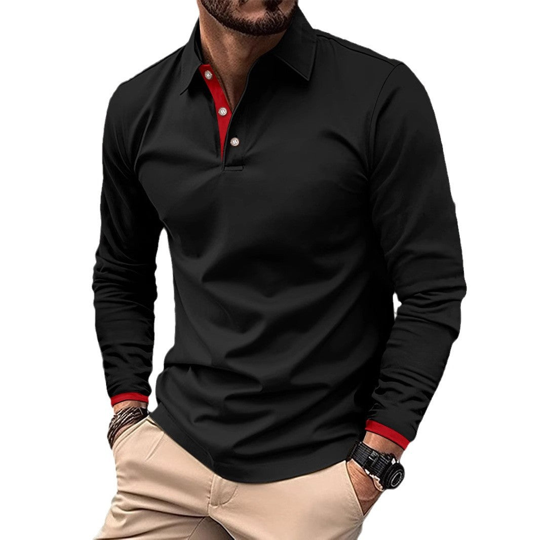 Herren Langarm Poloshirt mit stilvollem Kragen und eleganten Knopfdetails Drune