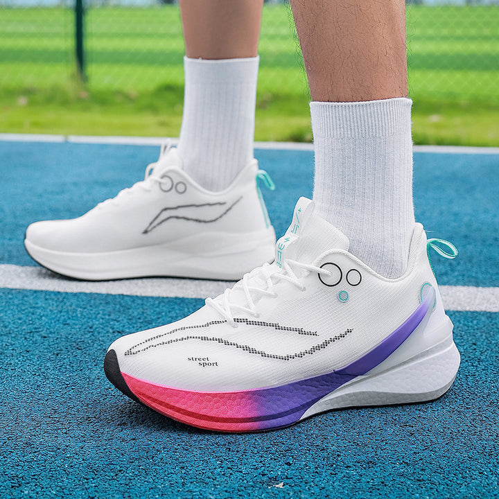 Unisex leichte Straßensneaker mit atmungsaktivem Strickobermaterial, reaktiver Hohlkern-Zwischensohle und griffiger Profilaußensohle Drune