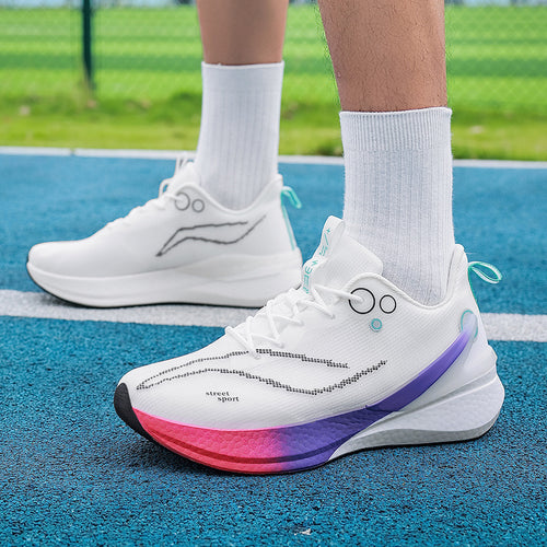 Unisex leichte Straßensneaker mit atmungsaktivem Strickobermaterial, reaktiver Hohlkern-Zwischensohle und griffiger Profilaußensohle Drune