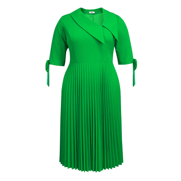 Damen Falten Kleid mit eleganter Kragen- und Ärmelgestaltung Drune