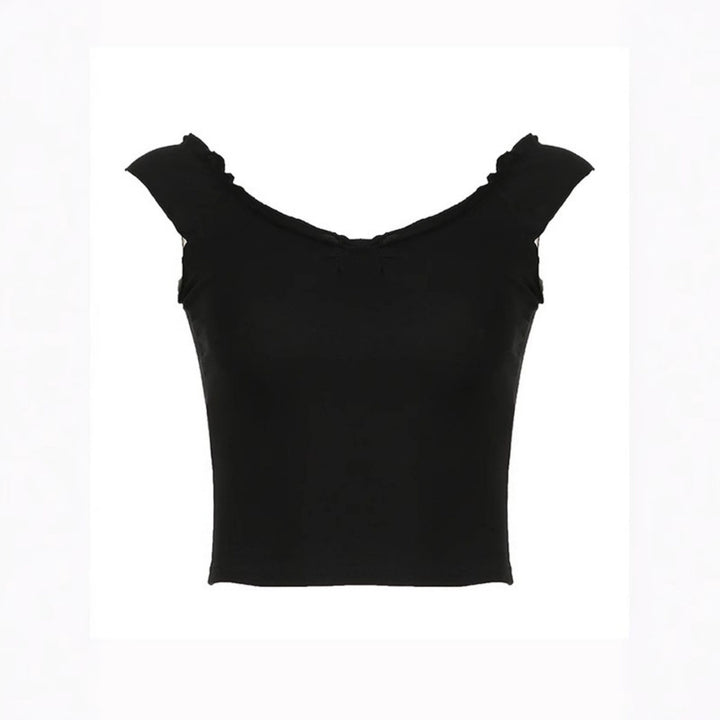 Damen elegantes Oberteil mit Rüschendetails und schulterfreiem Design Drune