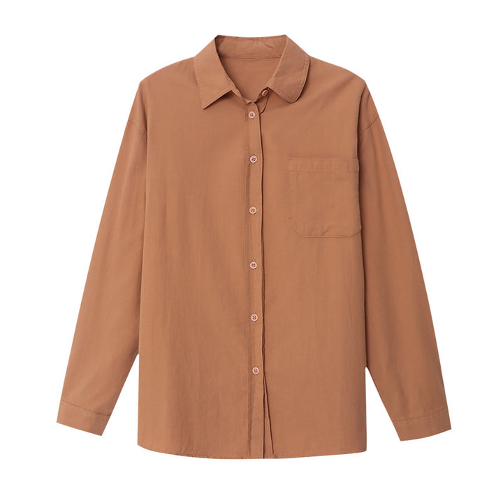 Damen lässige Knopfleistenbluse aus hochwertigem Baumwollmix Drune