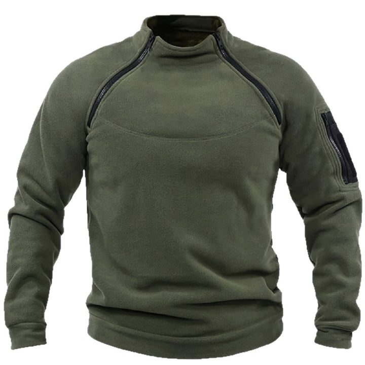 Herren Thermischer Fleece‑Halbzippullover mit Utility‑Ärmeltasche & Schulterreißverschlüssen Drune