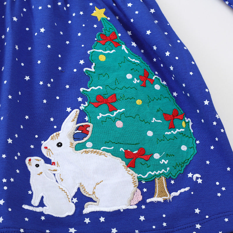 Mädchen Langarmkleid mit Weihnachtsmotiv Drune