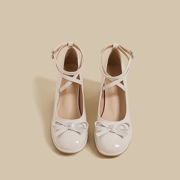 Damen elegante Ballerina-Pumps mit verstellbarem Fesselriemen und Schnürung Drune