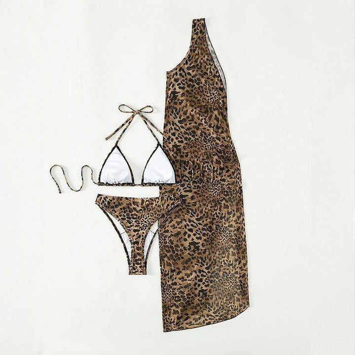 Damen Triangel-Bikini mit modischem Halter-Top und transparentem Sarong Drune