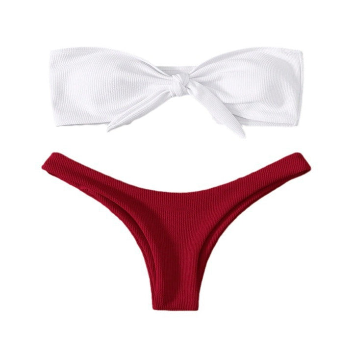 Damen Bandeau-Bikini mit modischem Knoten und hohem Beinausschnitt Drune