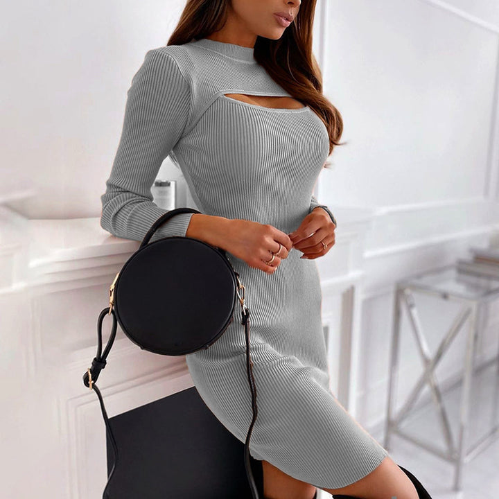 Damen Strickkleid mit modischem Cut-Out-Ausschnitt und figurbetontem Design Drune