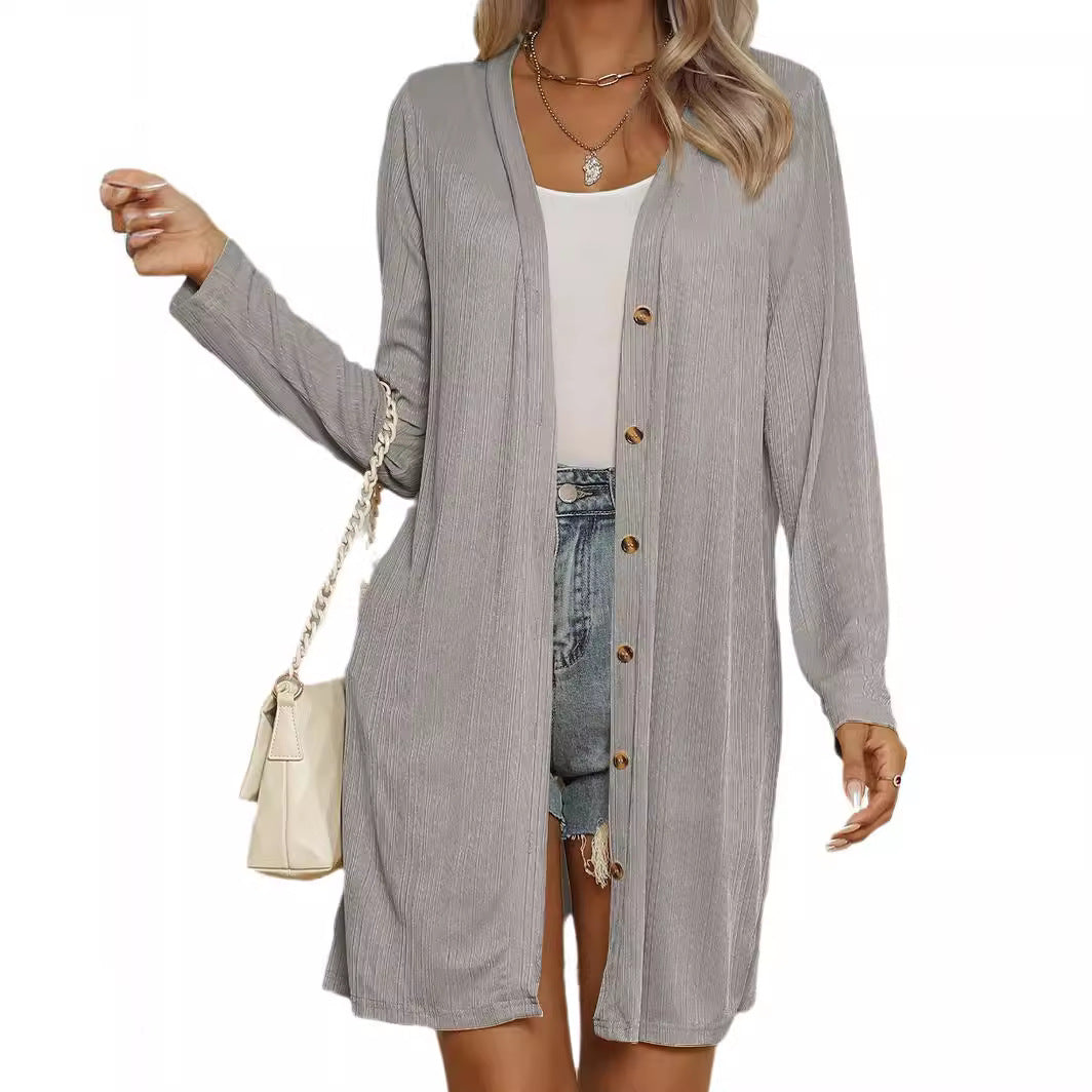 Damen Langarm-Cardigan mit Knopfdetails und strukturiertem Design Drune