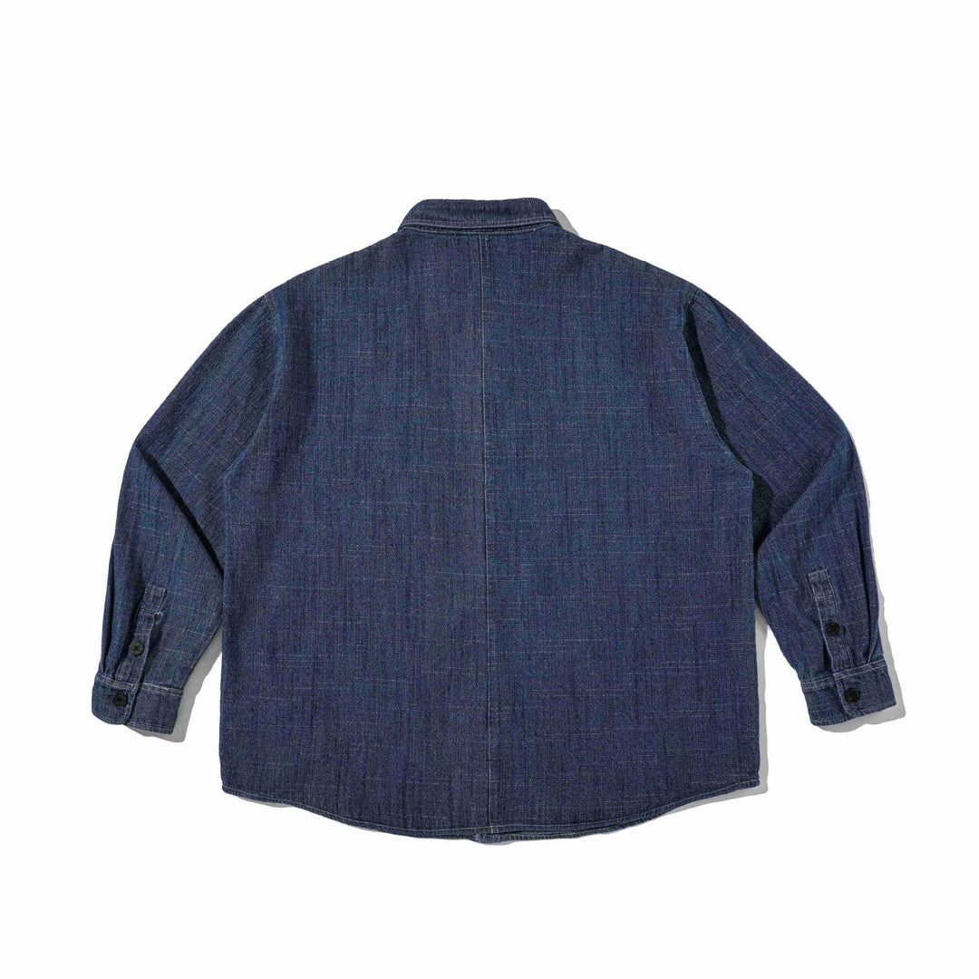 Herren Robustes Denim-Worker-Overshirt mit Brusttaschen und Hemdkragen Drune
