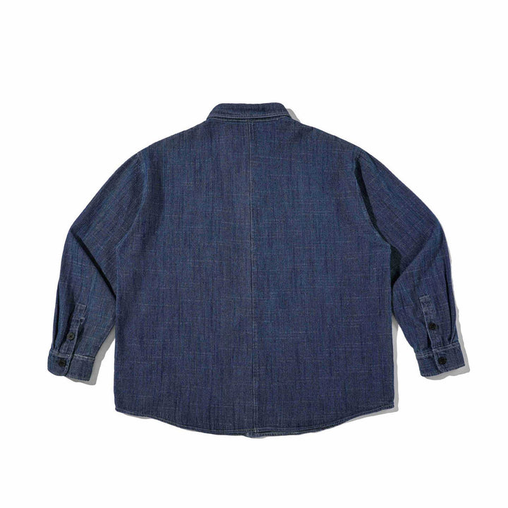 Herren Robustes Denim-Worker-Overshirt mit Brusttaschen und Hemdkragen Drune