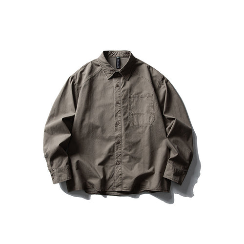 Herren Oversize-Hemdjacke aus robustem Baumwoll-Twill mit aufgesetzter Brusttasche und geradem Saum Drune