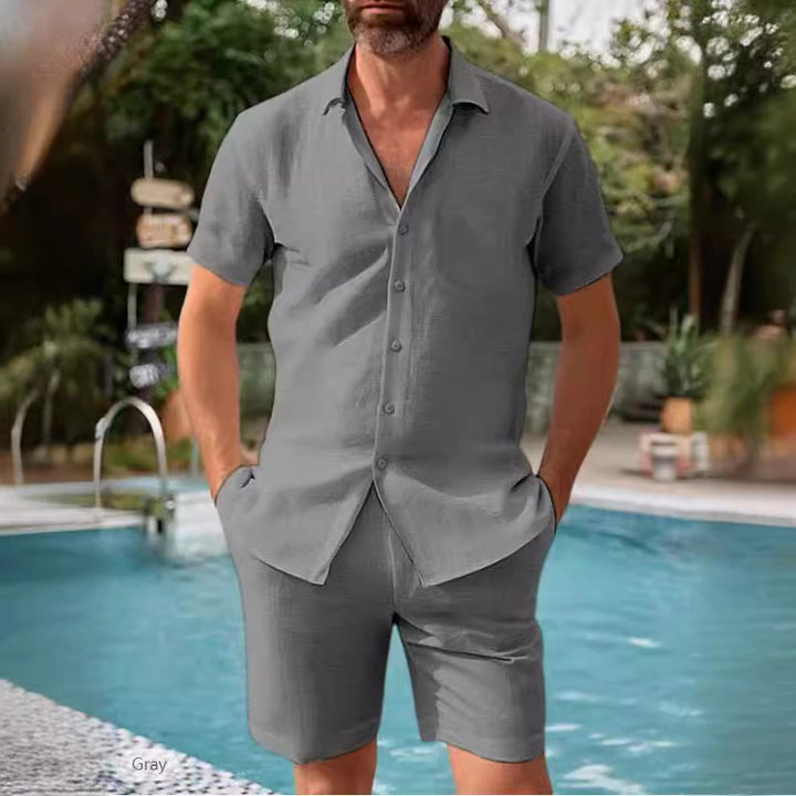 Herren luftiges Kurzarmhemd und Shorts Set Drune