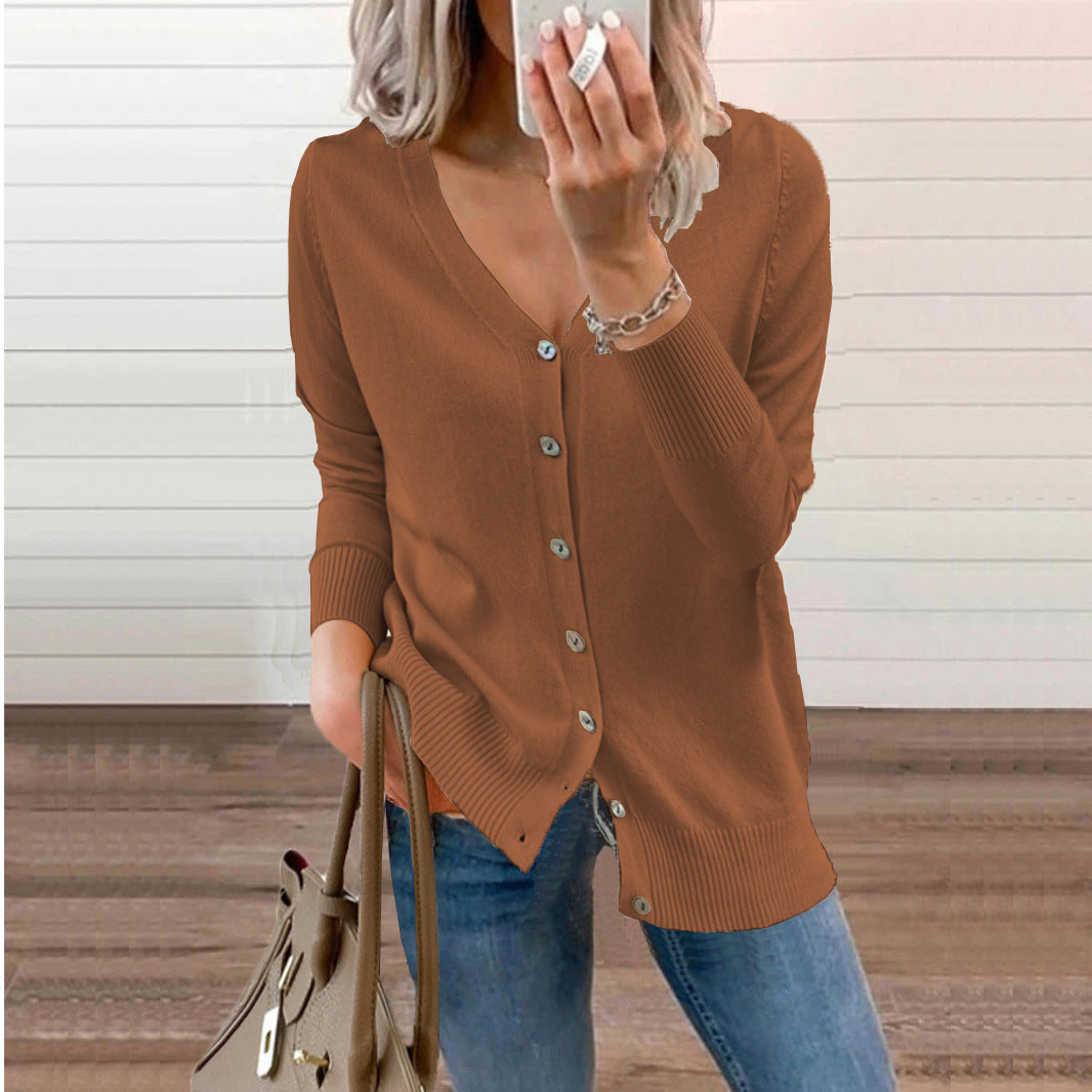 Damen Strickjacke mit V-Ausschnitt und feinen Knopfdetails Drune