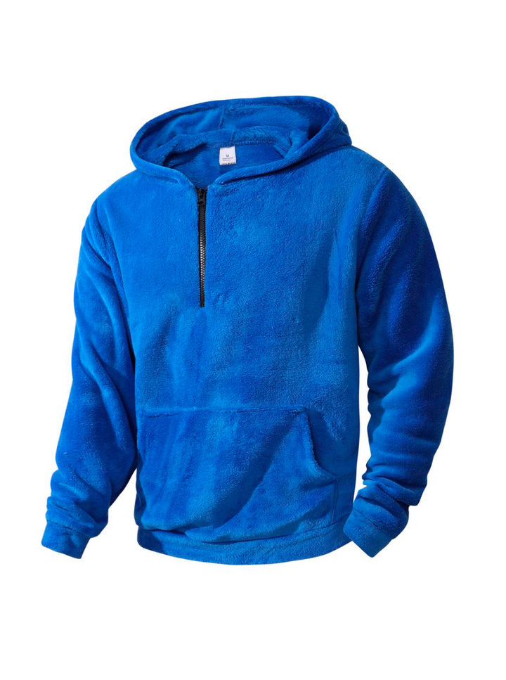 Herren kuscheliger Microfleece-Hoodie mit Halbzip, Kapuze und Kängurutasche Drune