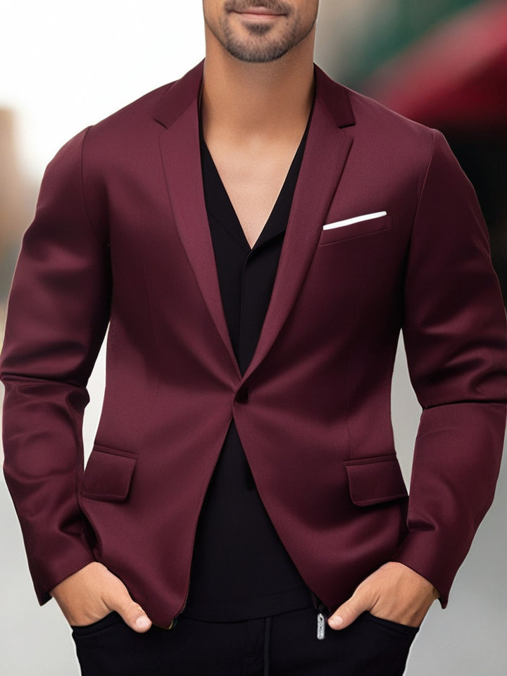 Herren eleganter und stilvoller Blazer mit farblich abgesetztem Revers Drune