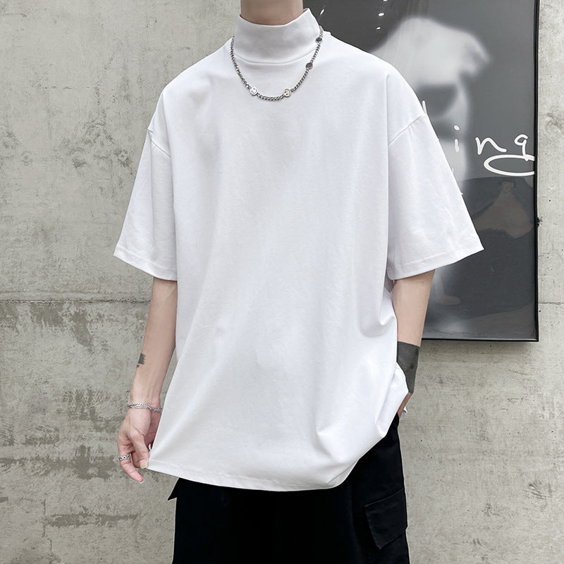Herren nan oversized Rollkragen-T-Shirt mit halblangen Ärmeln und lässiger Boxy-Passform Drune