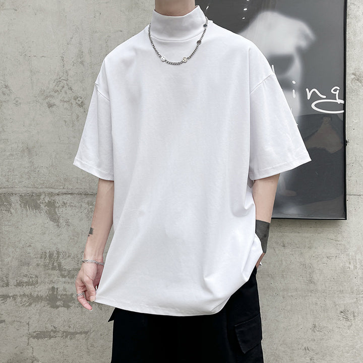Herren nan oversized Rollkragen-T-Shirt mit halblangen Ärmeln und lässiger Boxy-Passform Drune