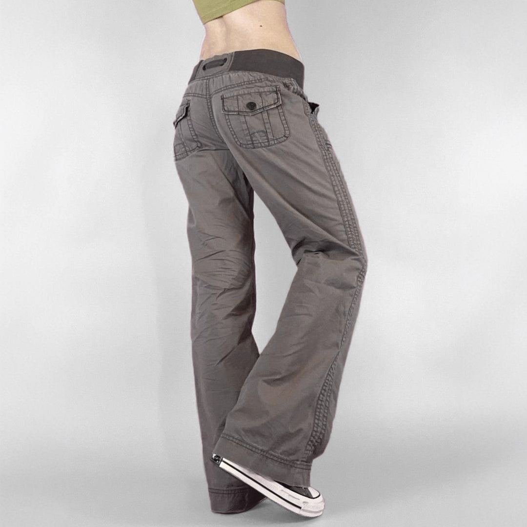 Damen nan Highwaist Schlaghose mit weitem Bein, hohem Bund und Gürtelschlaufen Drune