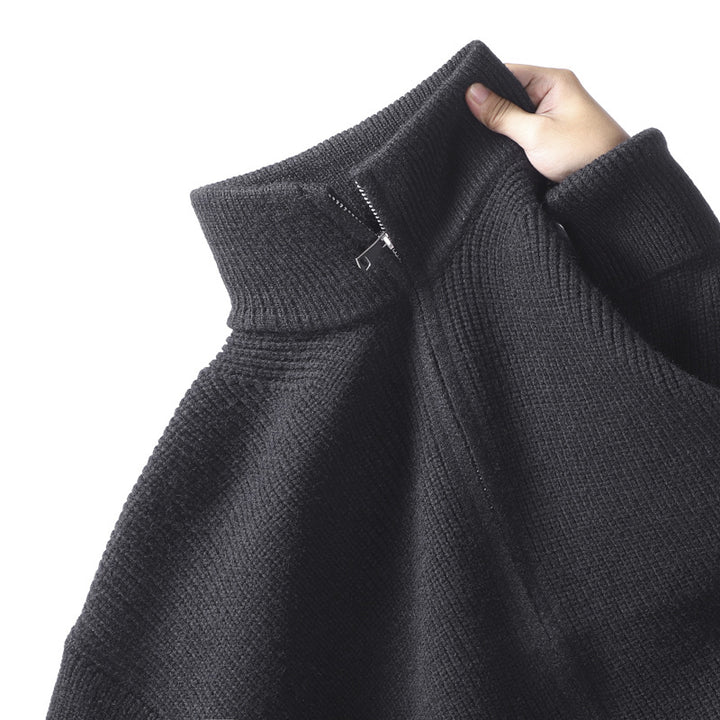 Herren Stylische Strickjacke mit hohem Kragen und Reißverschluss Drune