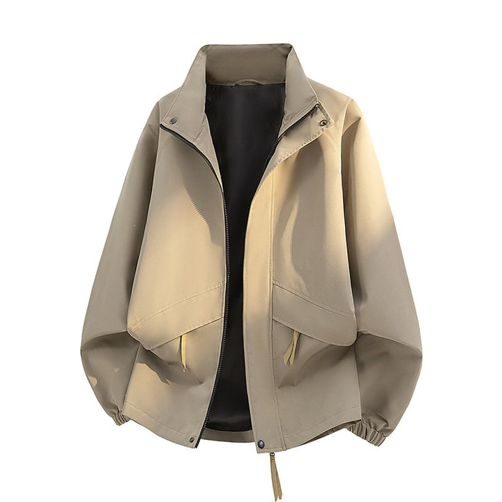 Damen Leichte Oversize‑Übergangsjacke ohne Kapuze mit Kordelzug, Pattentaschen & elastischen Bündchen Drune