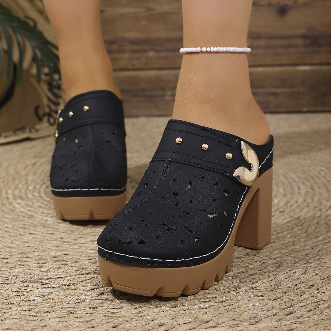 Damen Komfortable Clogs mit floraler Lochmusterung Drune