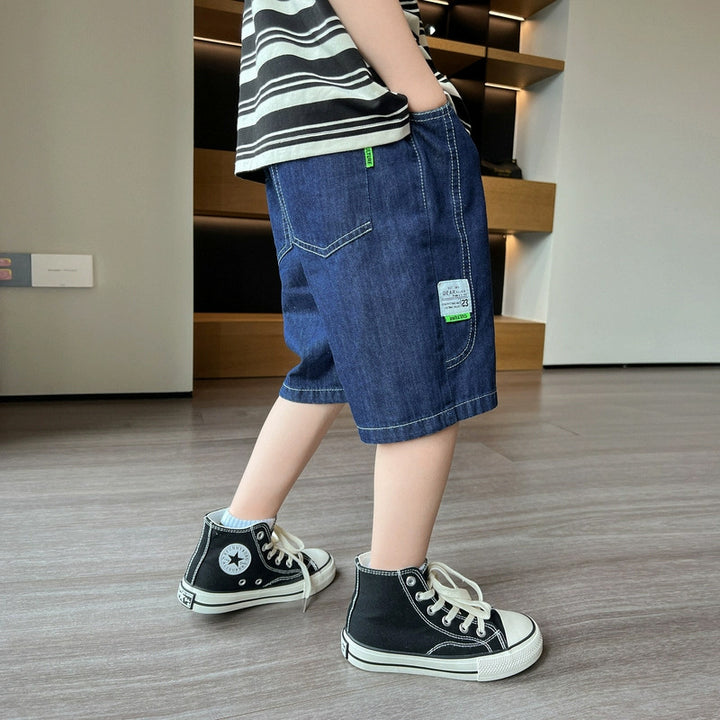 Jungen lässige Denim-Shorts mit großen Seitentaschen Drune